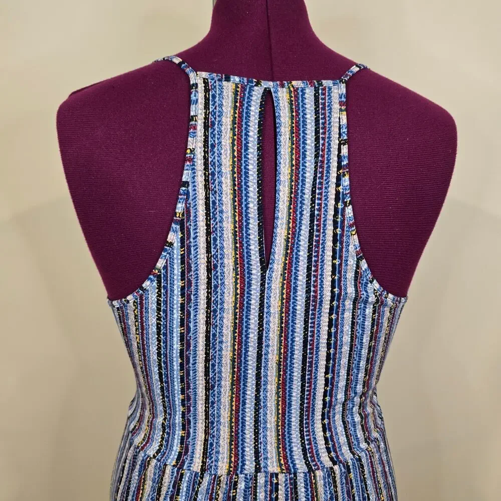 Women's BCBGeneration Blue Striped V-Neck Midi Length Hi Low Dress | Size Medium - Picture 9 of 12